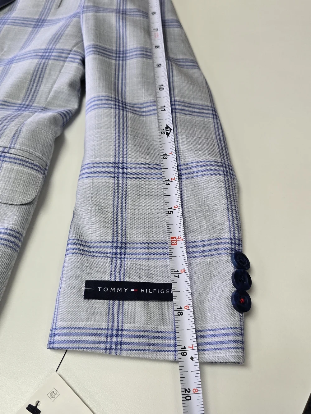 Boys Coat TOMMY-HILFIGER THFLEX Light Blue Windowpane Plaid Sport Blazzer Size10